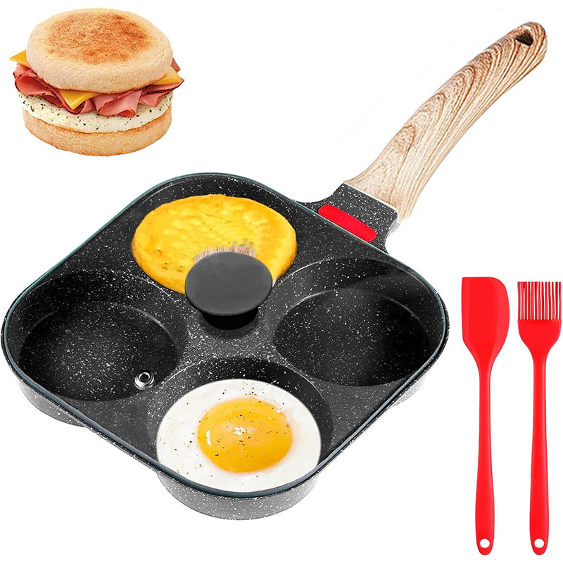 Crepe Pan Nonstick - Deepened Egg Frying Pan with Lid