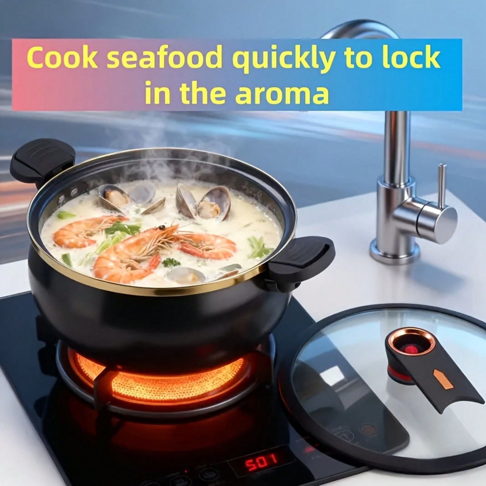 1Pc Large 8.45QT Non-Stick Ste - огляд і ціна Home Cooking Fast Foods